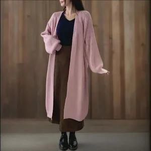 [하프클럽/]여성 캐릭터 뒷면 프린트 골지 루즈핏 긴 가디건