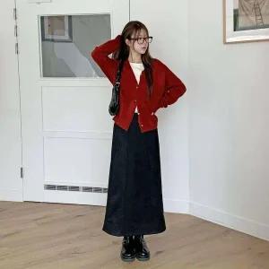 [하프클럽/]여성 브이넥 루즈핏 긴팔 니트 가디건