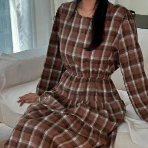 빅사이즈 510 이지셔링체크롱원피스 DYPS980