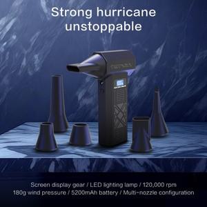 120000Rpm P80 터보 제트 팬 휴대용 전기 에어 더스터, Type-C 충전 및 키보드 청소용 4단 속도 조절 기능