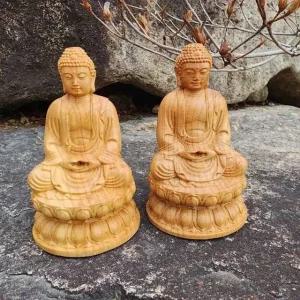 측백나무 연꽃좌대 석가모니 부처님 목상 (WE1FA5A)