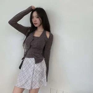 [신세계라이브쇼핑][옷자락] 여성 레이온 스판 홀터넥 레이어드 슬림핏 니트