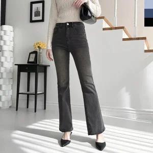 [신세계라이브쇼핑][옷자락] 여자 심플 워싱 히든밴딩 반하이 세미부츠컷 청바지