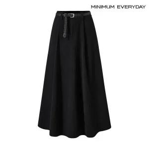 [미니멈][미니멈 에브리데이]벨티드 플레어 코듀로이 롱 스커트 (EB4WH009D)