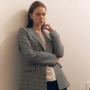 [하프클럽/S쏠레지아]에스쏠레지아 체크 패턴 싱글 자켓 SOO9WJK060