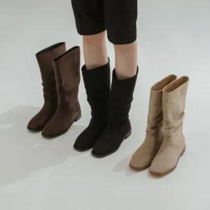 SOVO 캐리크 셔링 스웨이드 부츠 2cm