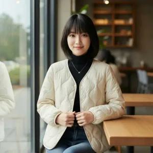 [제반] 경량패딩 패딩 경량패딩여성 역시즌패딩 숏패딩 여성경량패딩 여성패딩 겨울패딩 베이지 L