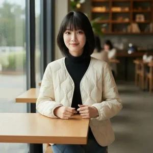 [제반] 경량패딩 패딩 여성경량패딩 겨울패딩 경량패딩여성 숏패딩 여성패딩 울패딩 역시즌패딩 베이지 XL