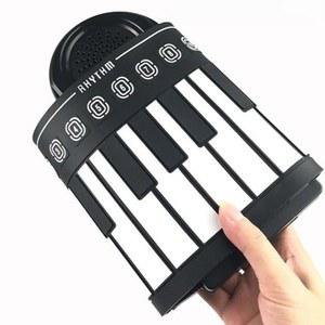 휴대용 핸드롤 피아노 접이식 엘레강트 49키 연습기 패키지 디지털 블랙 키보드 표준 실리콘