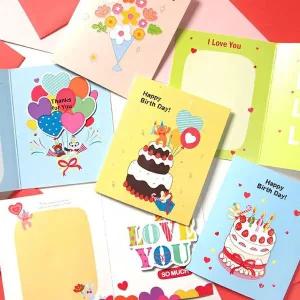 따뜻한 입체 팝업 카드 8P 축하 감사 생일 초대 편지 생일엽서