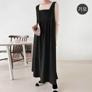 [하프클럽/]빈드 골덴 레이어드 롱 원피스 겨울 하객룩 빅사이즈 임부복