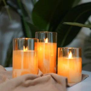 [에스에스리빙]LED 글라스 오브제 리얼 파라핀 촛불 양초 캔들 무드등 프로포즈 이벤트