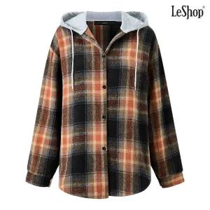 [르샵]후드 배색 루즈핏 체크 긴팔 셔츠 (DP4BA001A)