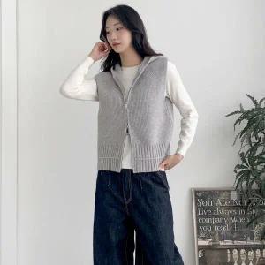 아트박스/신상오픈런 여성 나그랑 후드 집업 골지 니트 조끼 가을용