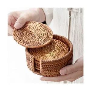 예쁜까페 라탄 컵받침 6개와 홀더세트