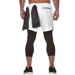 남성 투인원 수건걸이 반바지 1P 7부 레깅스 일체형 러닝반바지