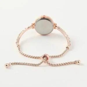 [골드스마일]스톤 장식 슬라이드 여성 손목시계 핑크