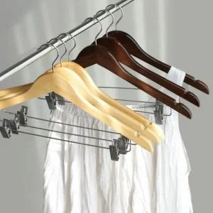 프리미엄 우드 논슬립 집게 코팅 원목 옷걸이 3P