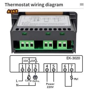 A24F-디지털 온도 컨트롤러 220V 쿨 히트 스위치 냉장고 냉동 제상 조절기 센서
