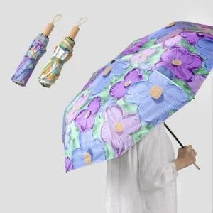 3단우양산 자외선차단 양산 플라워패턴 암막우산 경량양산