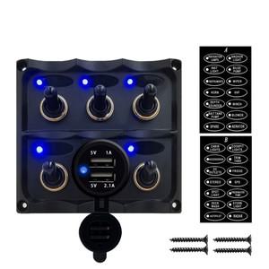 12V-24V 해양 토글 스위치 패널 방수 듀얼 USB 충전기 소켓 로커 보트 트럭 캐러밴 RV 대시 보드