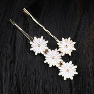 데이지 포인트 메탈 헤어핀 2종 세트 실핀 머리핀 헤어클립 헤어집게핀 미니 집게핀 올림머리 앞머리