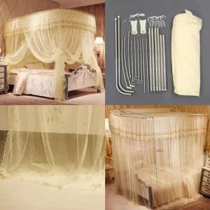 레이스 커튼형 침대 모기장 180x200 베이지 방충망 모기장 방충망 침대모기장 침대방충망