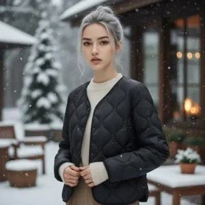 [제반] 경량패딩 패딩 경량패딩여성 숏패딩 여성패딩 여성경량패딩 울패딩 겨울패딩 역시즌패딩 블랙 XL