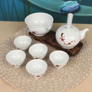 다도세트 찻잔세트 매화 다기잔 다도 전통찻잔 백자다기