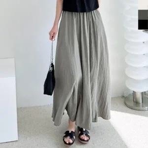 KYI 80916 주름플레어 맥시롱스커트