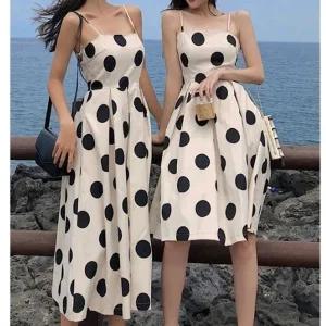 여자 나시 원피스 민소매 뷔스티에 쉬폰 치마 스커트