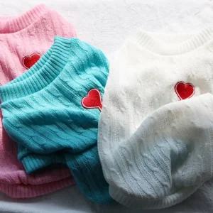 코코아허니 하트뿅 자수 니트 애완견옷 강아지의류 애견 패션 반려견 꽈배기