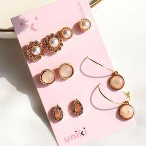 [BZJ5538M_49]복숭아 꽃 가든 귀걸이 set 링 진주 세트