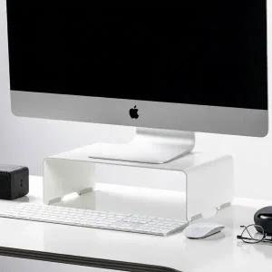 [일렉싱크] 높은 메탈 아이맥 모니터 받침대 스탠드 선반 370mm, 화이트