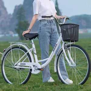 여성 바구니 자전거 클래식 옐로우 라이딩 일본자전거 레트로