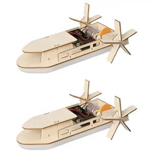 리브온 창의력 STEAM 목재 만들기 배 22 x 13 x 7.5 cm, 혼합색상, 2개