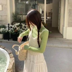 뷔스티에 패셔너블 레이어드 니트 조끼 여리여리 코디 (WFK84RX)