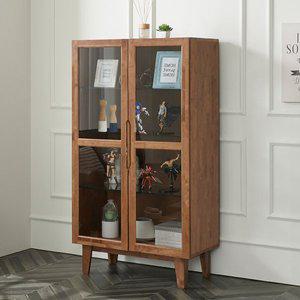 [모던탑21]명품 고무나무 D타입 원목 장식장 유리 진열장 장식장