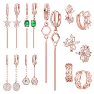 14K 골드핀 데일리 심플 큐빅 진주 롱 드롭 원터치 귀걸이 기획전