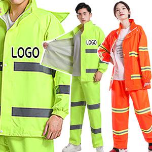 반사 우의 (주황) 3XL - 경량 / 등산 레저 낚시 작업용 형광 방수 비옷 우의 우비 레인코트