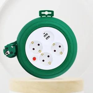 러그박스 원형 3구+2구usb 3M 그린 멀티탭 릴선 /캠핑 전기릴선/ 전선릴