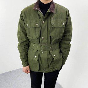 [엠클로] 남자 오버핏 기모 4온스 포켓 벨트 패딩 야상골덴자켓 2컬러