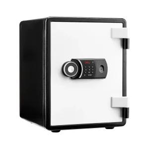 선일금고 루셀 NEW YES-031DF 블랙화이트 친절한 음성안내 지문인식 내화금고 63kg 서랍 선반 경보기장착