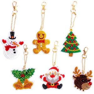 산타 크리스마스 보석십자수 열쇠고리 6개 한세트