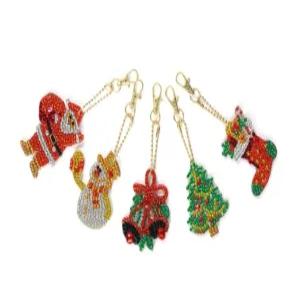 산타 크리스마스 보석십자수 열쇠고리 5개 한세트 (양면)