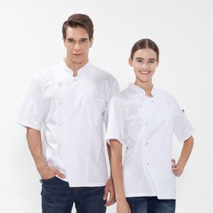 반팔 싱글진주스냅 조리복 쉐프복 (화이트)