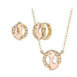 [골드리아] 14k/18k 미니캣 여성 목걸이 귀걸이 세트