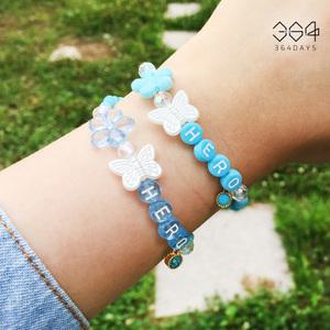 364days 임영웅 콘서트 응원팔찌 히어로 하늘색 꽃과 나비 팔찌