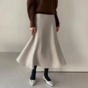 [어반프랑] 로헬 a라인 니트 플레어 겨울 롱스커트