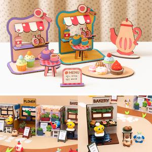 [문구티쳐] 민화샵 미니어쳐 가게만들기 (MDF카페 베이커리 / 베이커리 / 선인장 ) 피규어 우드아트 3D 입체조립 diy 색칠하기 미니어처 상점